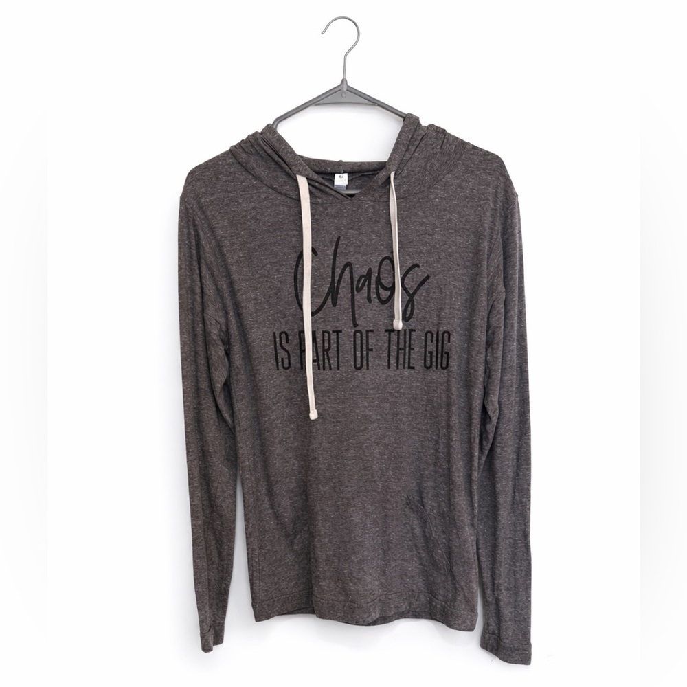 Women’s Lightweight Gray Pullover Hoodie Graphic Casual Size M